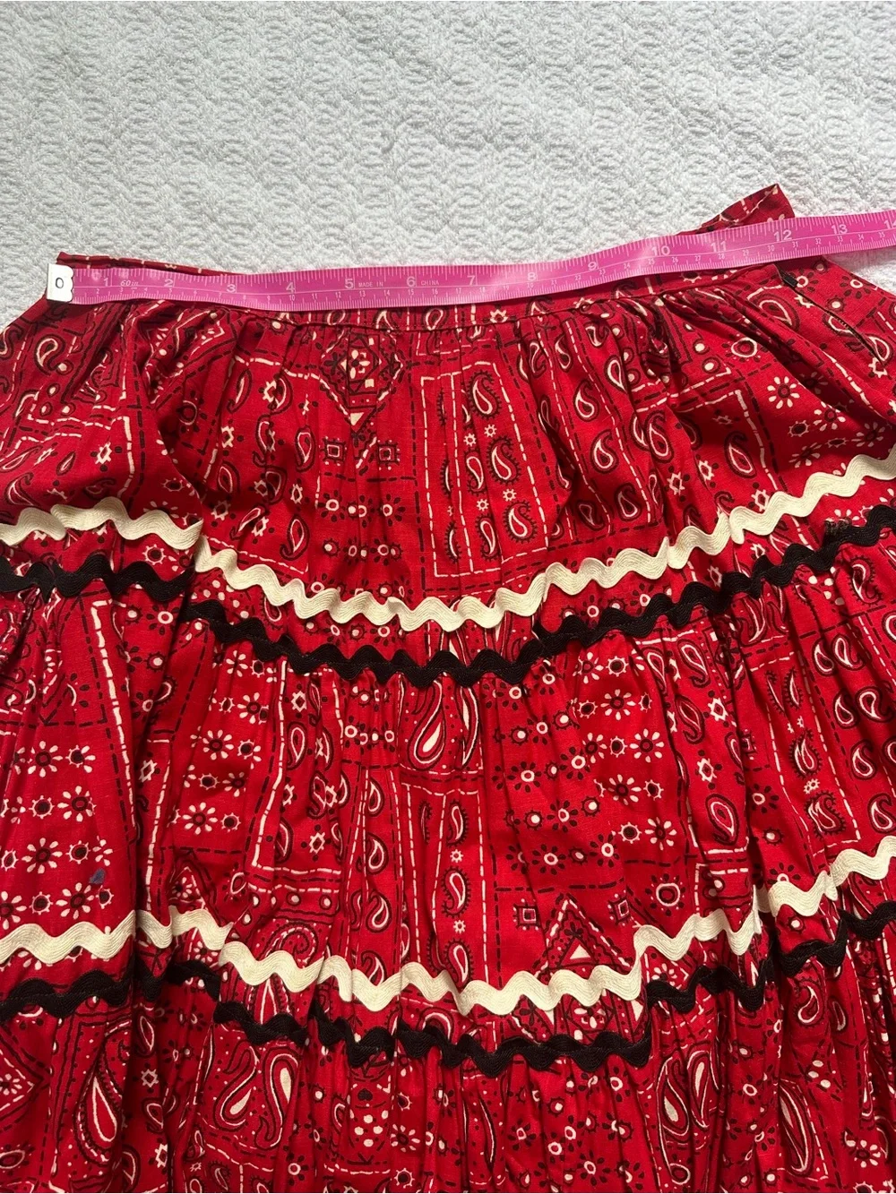 Red Tiered Bandana Print Skirt